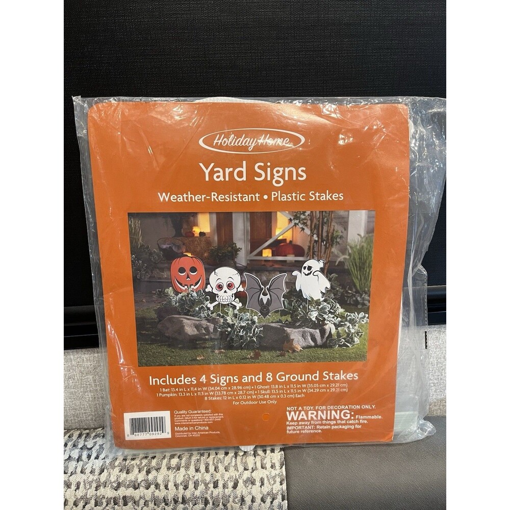 Halloween Pumpkin Ghost Bat Skull Yard Signs w/ Stakes Outdoor Lawn Props